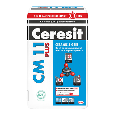 Ceresit CM 11 PLUS Клей для крепления керамической плитки размером до 40х40 см, 25 кг