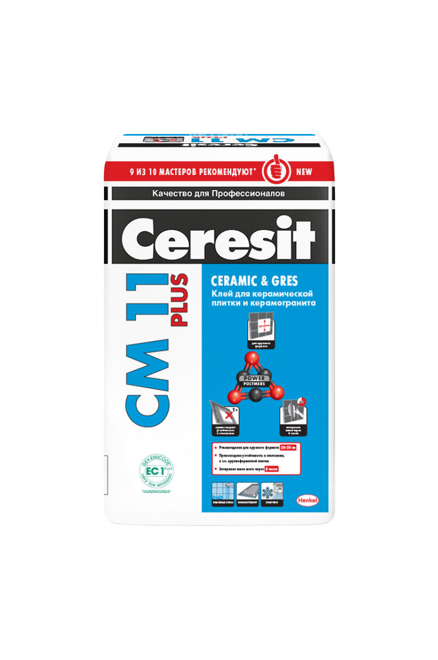 Ceresit CM 11 PLUS Клей для крепления керамической плитки размером до 40х40 см, 25 кг